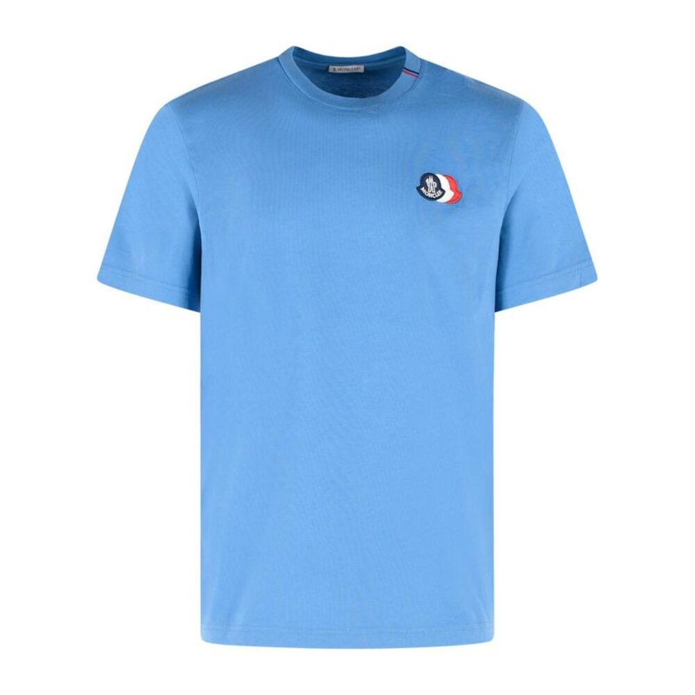 Moncler Light Blue Cotton T-Shirt Men